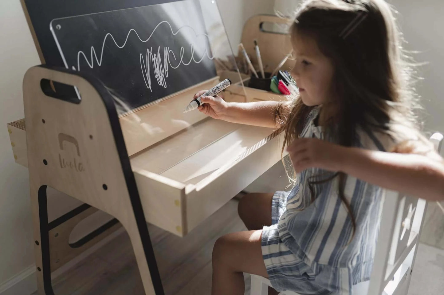 Set of writing and drawing table with chair "Leni"